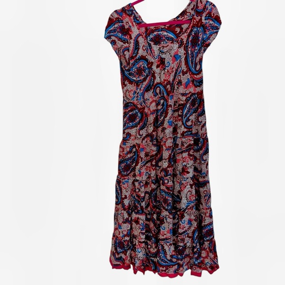 Soft Surroundings Kara Maxi Dress Small S Short Sleeve Paisley Tiered Skirt - Picture 1 of 6